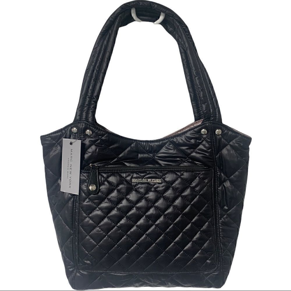 Marc‎ New York Black Quilted Puffer Tote Bag Silver Hardware HM5AE4PN NEW